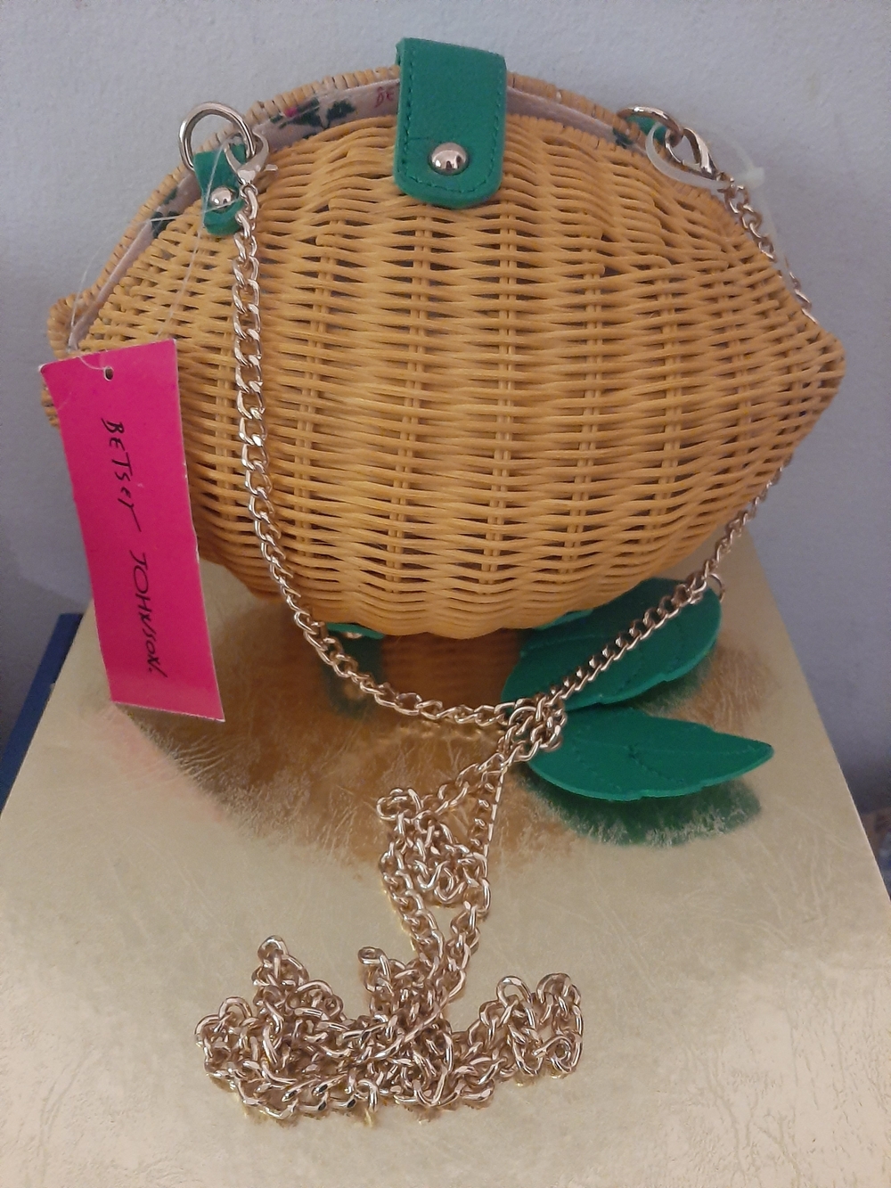 Betsey Johnson Yellow Wicker Lemon Crossbody Bag